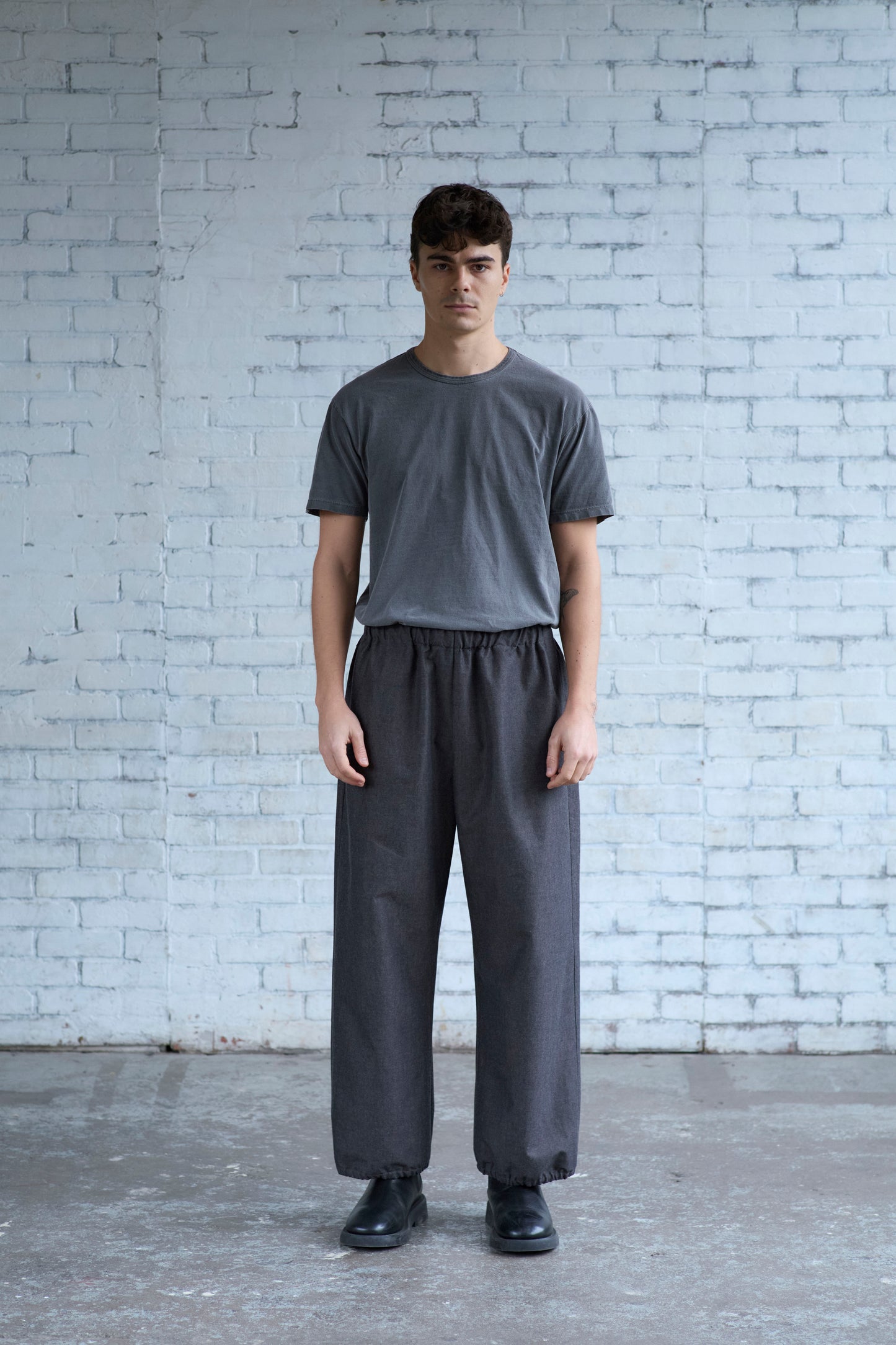 Gather Pants in Wool / Cotton Buff