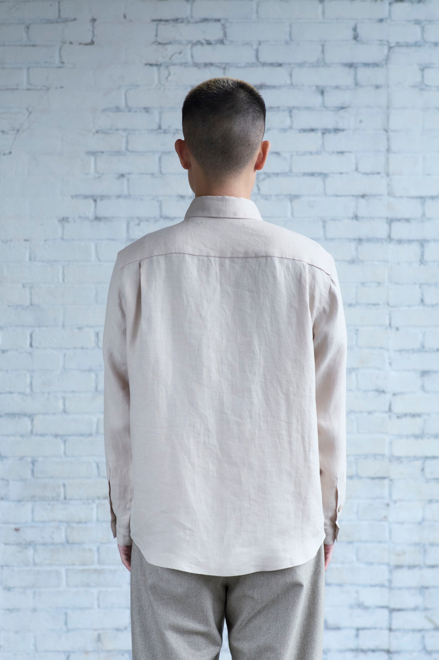 Dress Shirt in Bone Linen Twill