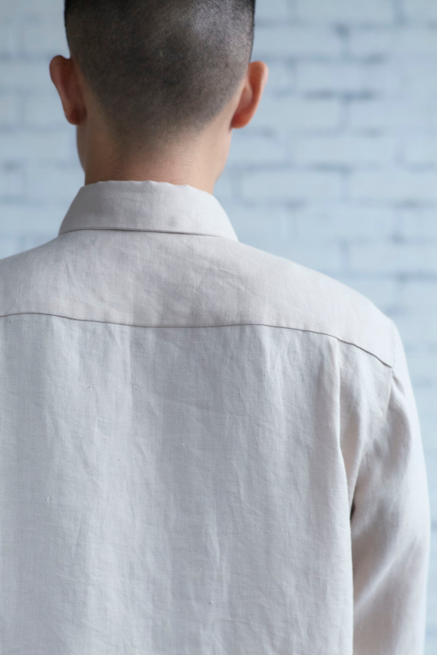 Dress Shirt in Bone Linen Twill